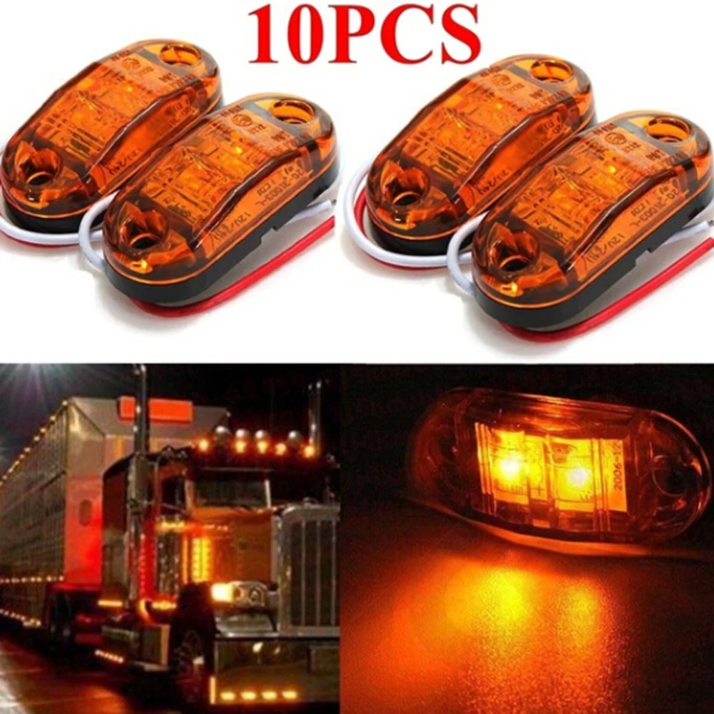 

10Pcs Creative LED Amber Side Marker Light Lamp Car Truck Trailer Kit Car External Lights Warning Tail Light