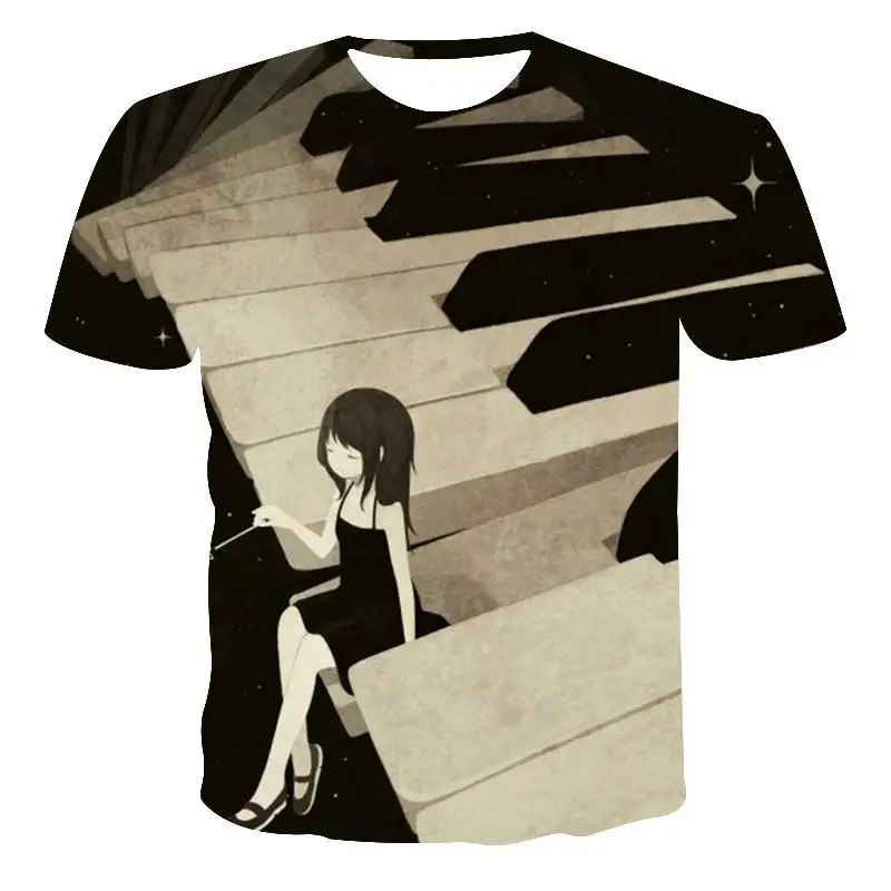 

New T -Shirt Men 'S High Quality Men 'S T -Shirt Short Sleeve Piano Pattern 3d Printing Men 'S T -Shirt Fashion Handsome T-Shirt