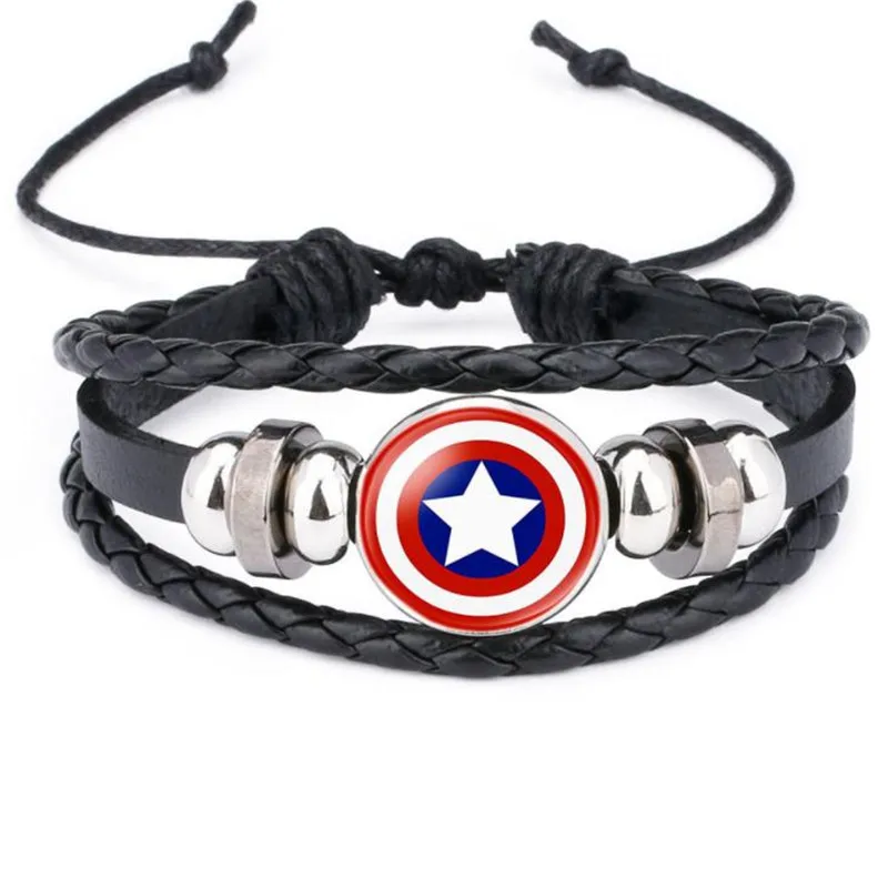 Movie Iron Man Tony Stark Captain America Arc Reactor Leather Bracelet Hulk Luminous Glass Gem Pendant Wristband | Тематическая