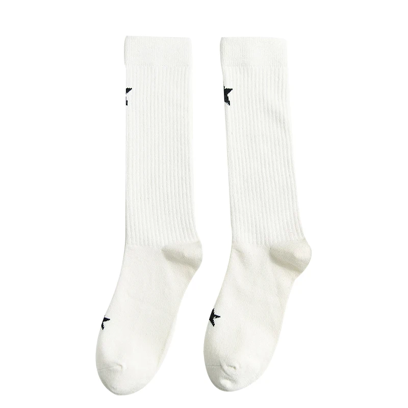 

Autumn Spring New Women's Calf Stockings Middle School Funny Smile Face Stars Mid Knee Stocking Personality Street Fashion girl