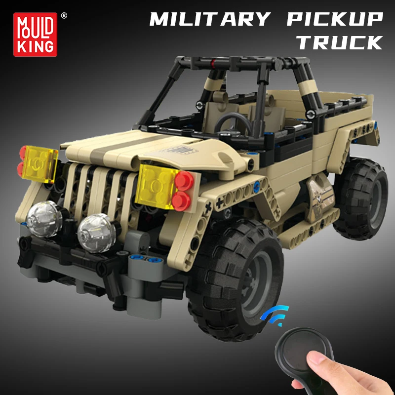 

Военный пикап MOULD KING на пульте управления, модель строительные блоки для грузовиков, высокотехнологичная образовательная игрушка, кубики, ...