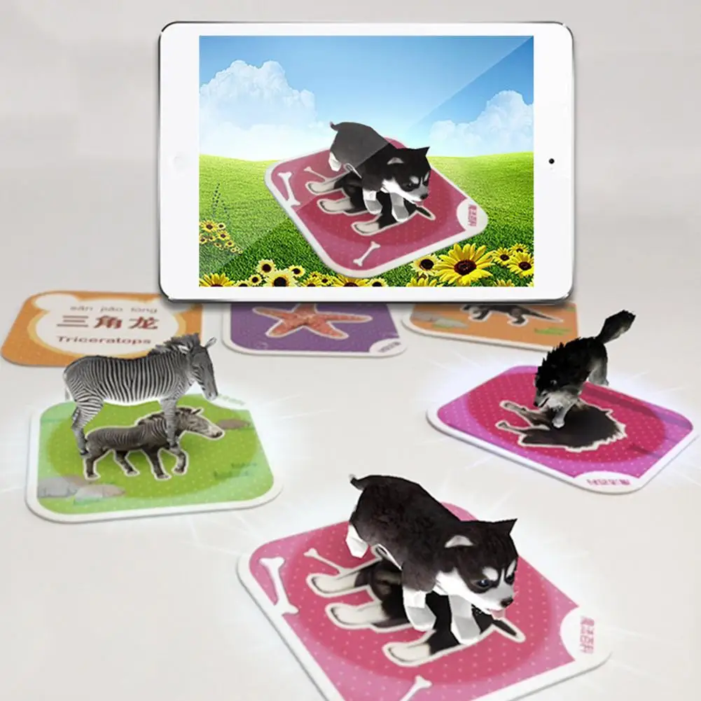 

4D Animal Card Cartoon Card Toys Sensory Education Fun 96 PCS Learning Word VR Card Early Education Montessori Toys Christmas