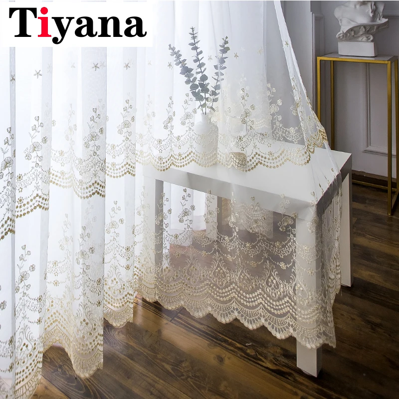 Вышивка в деревенском стиле цветочные прозрачные шторы для гостиной Цветочная