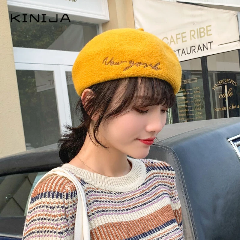 Женский однотонный шерстяной берет британский стиль плоская шляпа ретро
