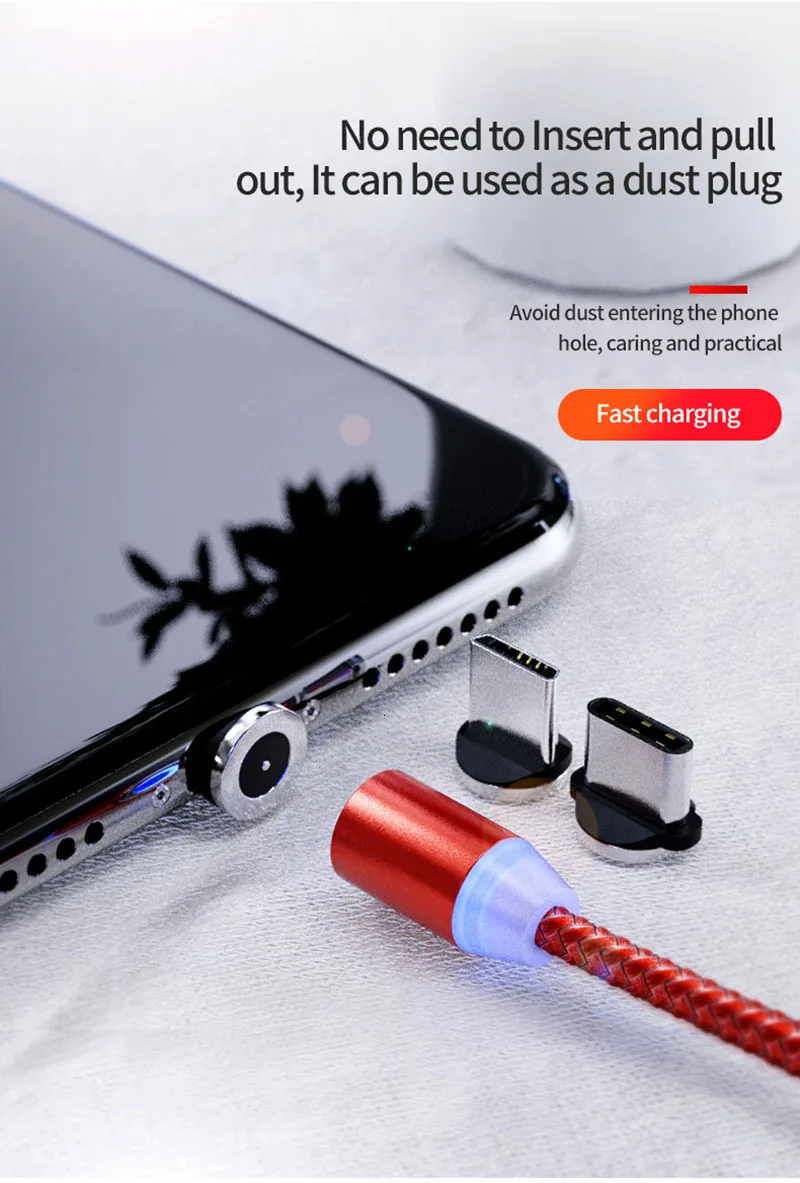 1 м Магнитный Micro USB кабель для быстрой зарядки iPhone samsung кабель для передачи данных Магнитный кабель для зарядки usb type C 3A кабель для мобильного телефона