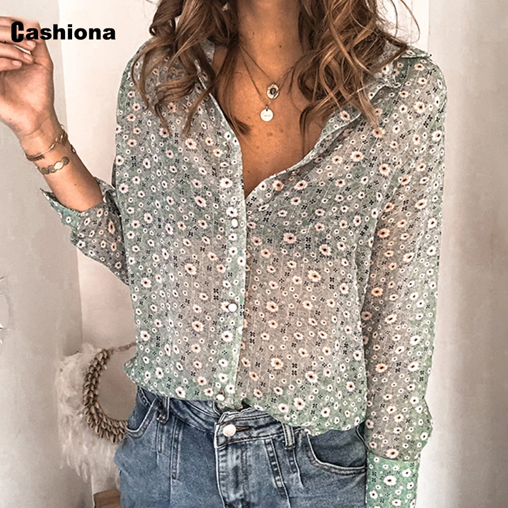 

Cashiona 2020 summer casual leisure blouse women long sleeve floral print tops plus size 2xl feminina blusas shirt ropa mujer
