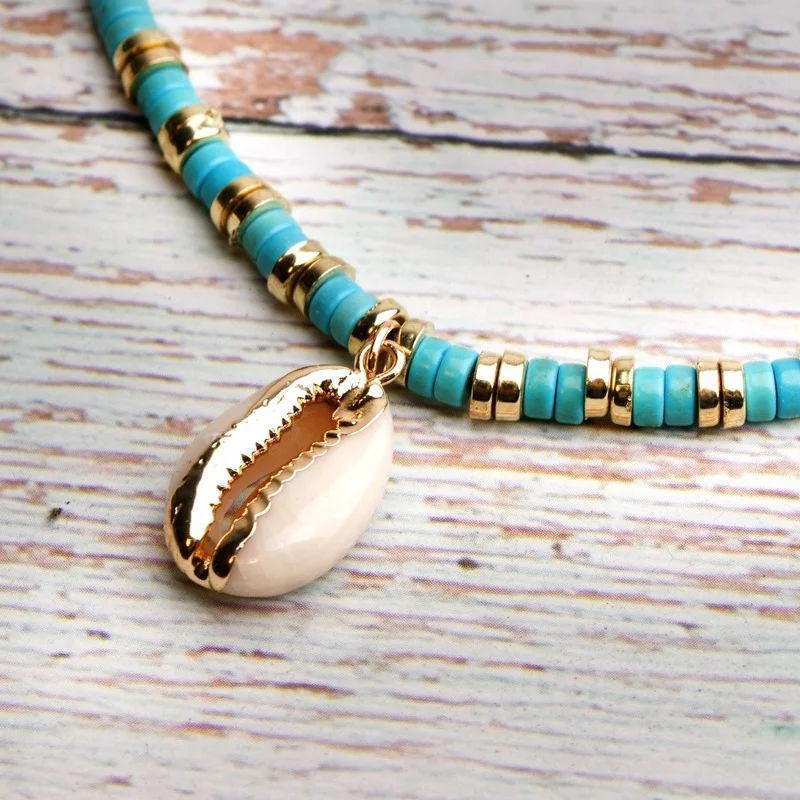 

Soft Ceremic Shell Necklaces For Women Girls Trendy Shell Pendant Beaded Choker Necklace Summer Beach Fashion Jewelry Gifts