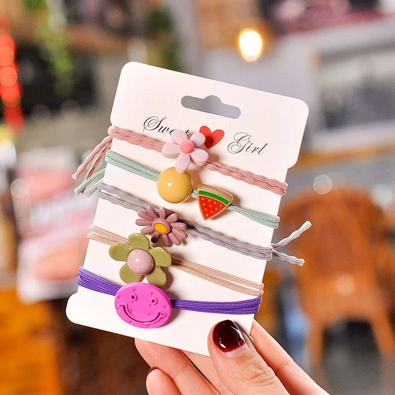 5 шт./компл. милые резинки для волос с мультяшными цветами в стиле принцессы