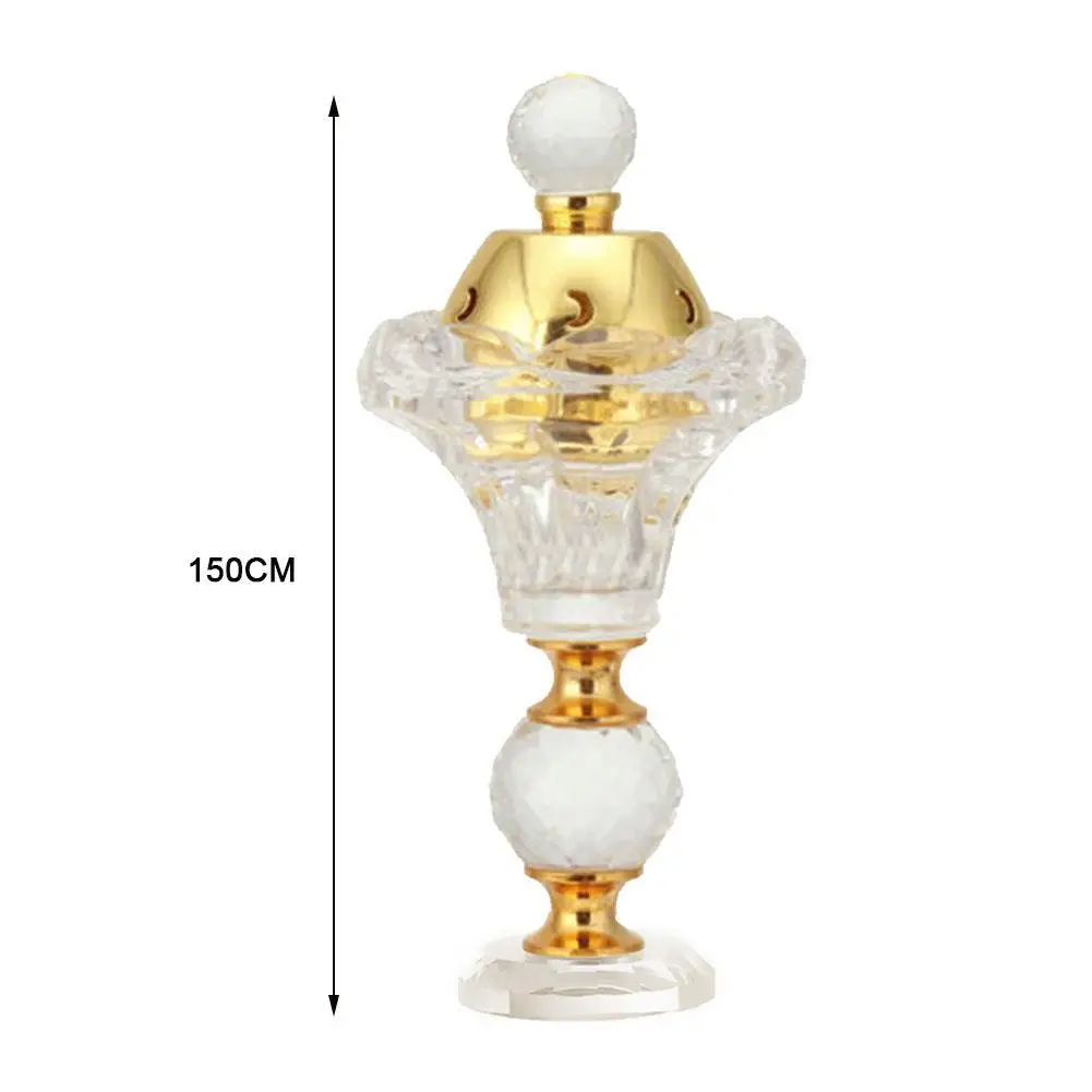 

Arabian Crystal Incense Burner Essential Oil Lamp Burner Bakhoor Metal Eid Traditional Mabkhara Home Decoration Drop Shipping