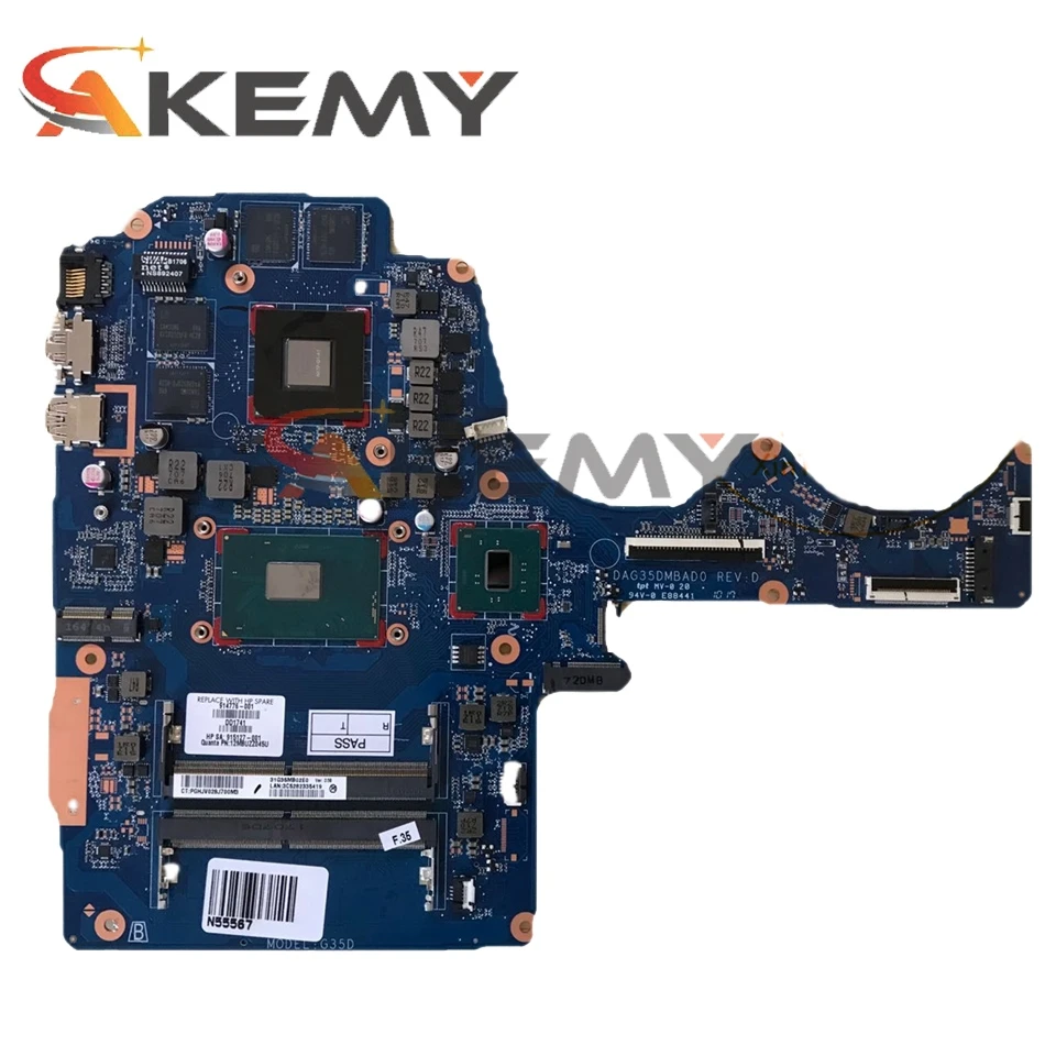 Online DAG35DMBAD0 15-BC Motherboar Für HP 15-BC 15-AX Laptop Motherboard I5-7300hq CPU GTX1050-2GB 100% Original