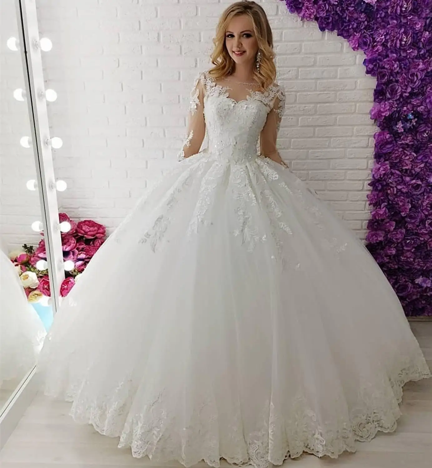 2020 пляжные Длинные свадебные платья с рукавом трапециевидной формы белое