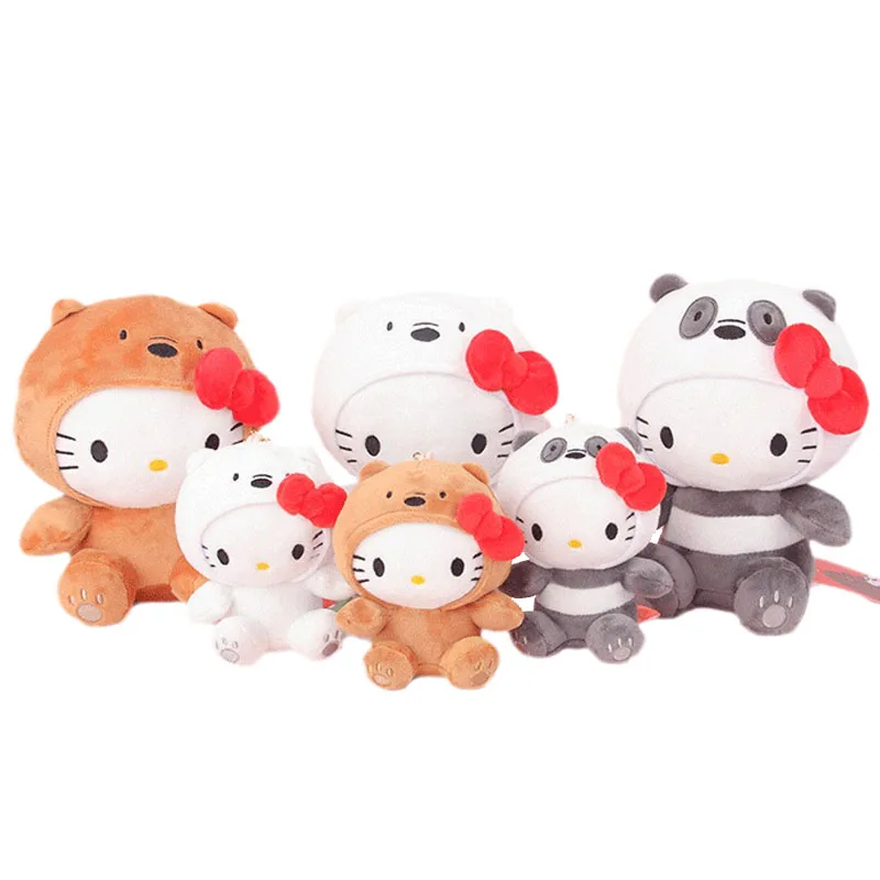 10 см Kawaii аниме плюшевая игрушка Bow Kitty Kt Cos коричневый медведь белый панда My Melody