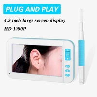 digital otoscope ear camera with 5 0 inch 1080p hd lcd screen safety visual ear cleaning camera with 6 led ear spoon