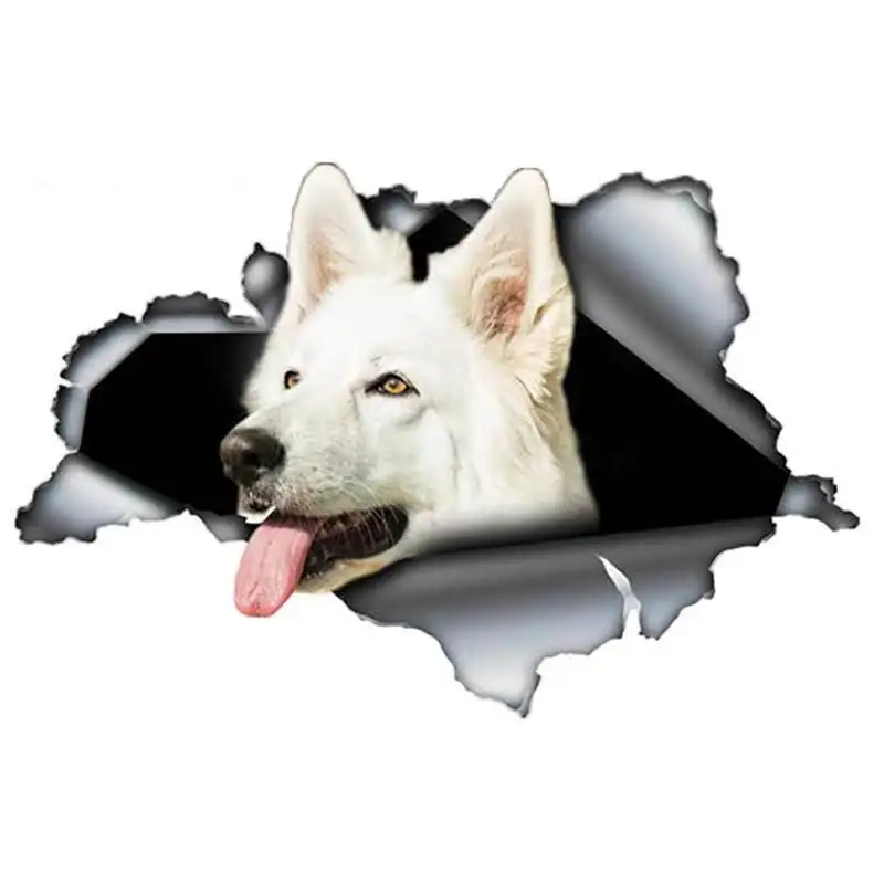 

Waterproof PVC Hot Sell Creative White Swiss Shepherd Car Sticker Accessories Car Styling Cover Scratches 13cm X 9cm