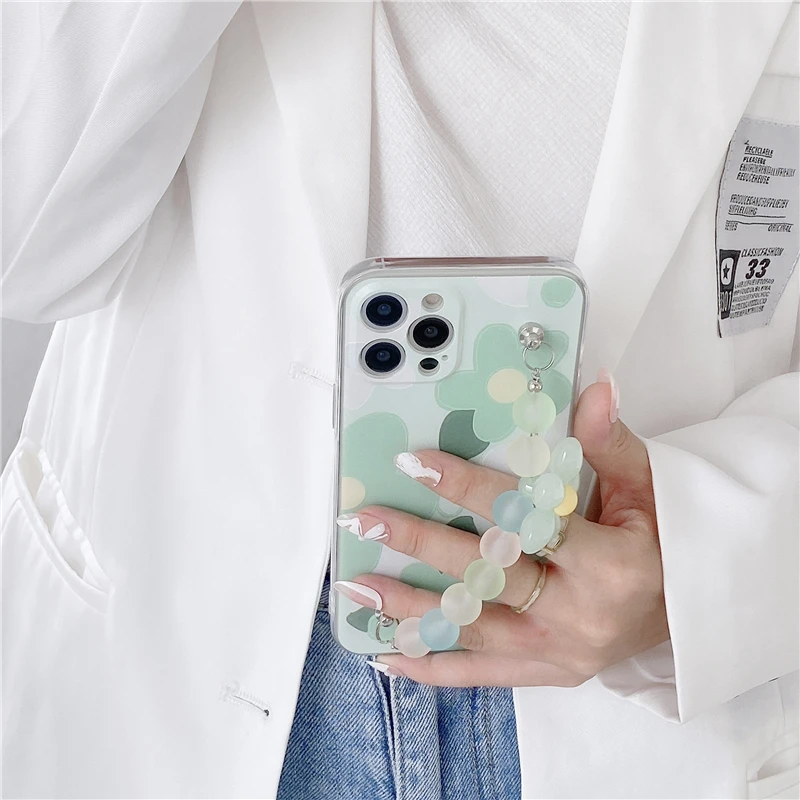 Чехол для телефона с бусинами цепочками и цветами iPhone 13 Pro MAX 12 11 X XR XS SE2 7 Plus 6 6s