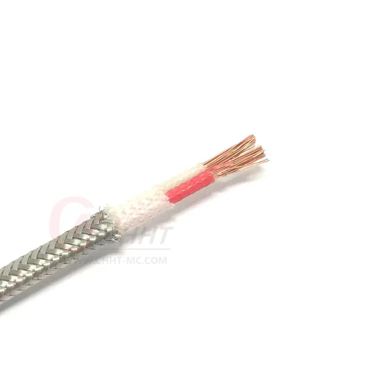 B Type 2*18AWG Fiberglass Insulation Stainless Steel Shield Thermocouple Wire High Temperature Measuring Line Compensation Cable |