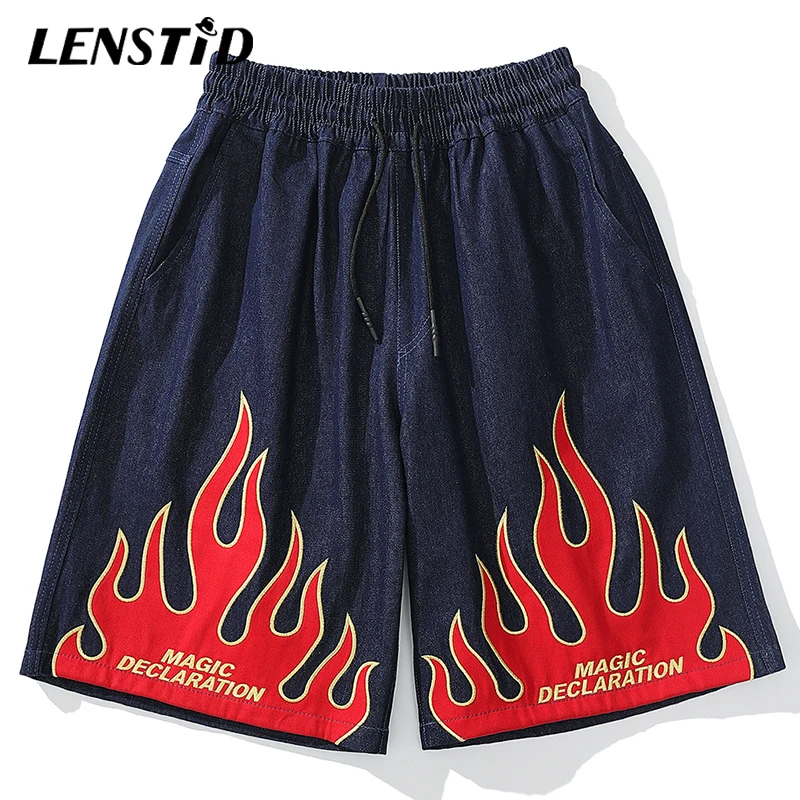 Мужские Мешковатые джинсовые шорты LENSTID повседневные свободные в стиле хип-хоп с
