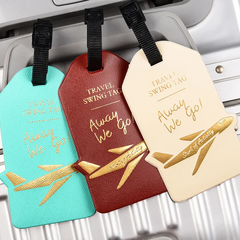 

Travel Accessories Creative Aircraft PU Leather Luggage Tag Women Men Portable Label Suitcase ID Address Holder Baggage Boarding