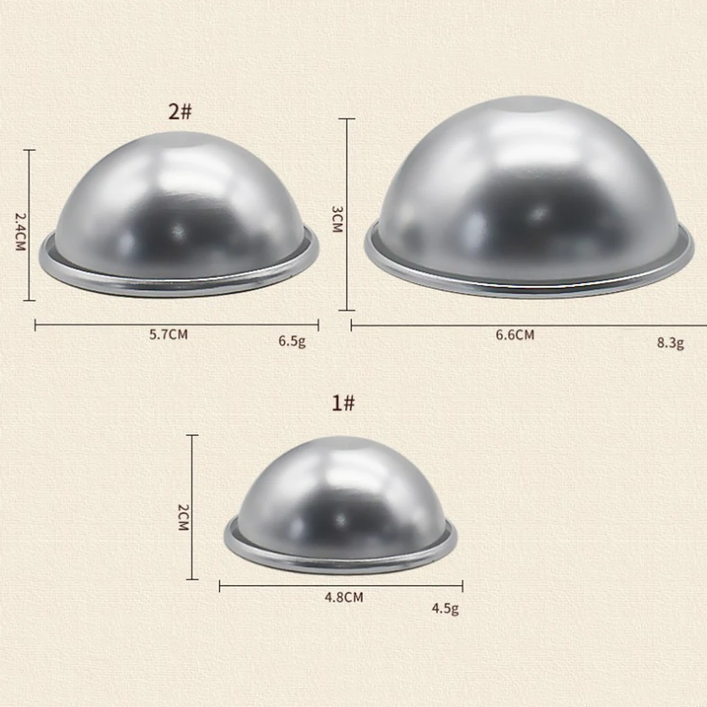 

3pcs Aluminum Alloy Hemispherical Cake Mold DIY Half Circle Semicircular Jelly Pudding Baking Mould