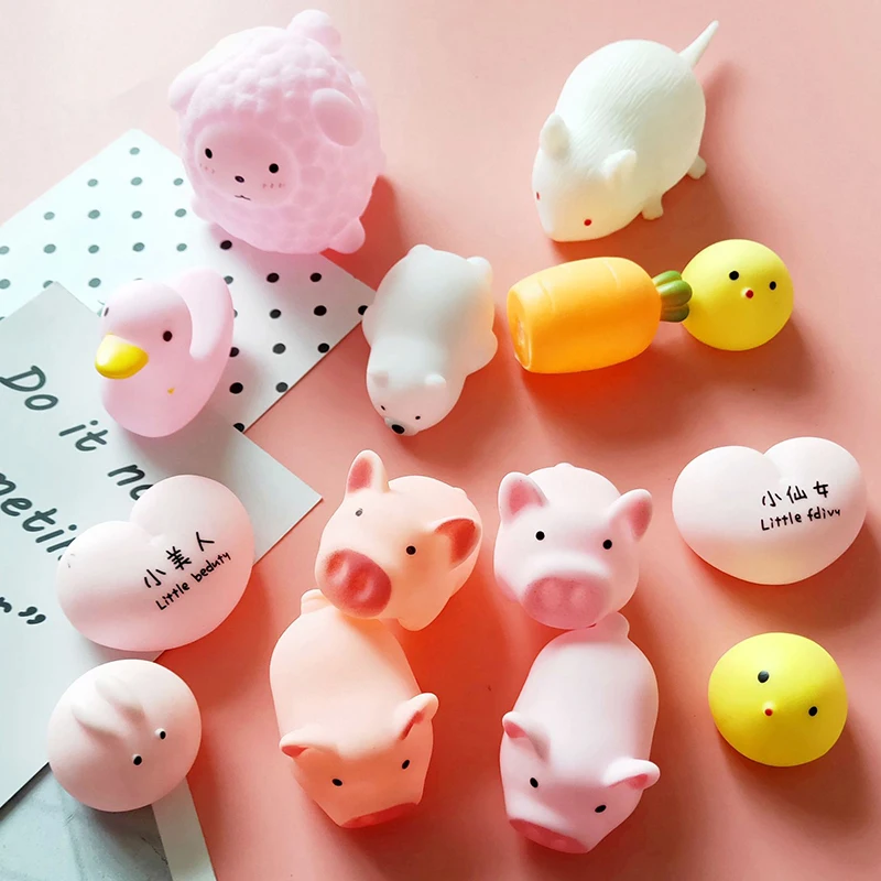 18 шт. забавные мягкие игрушки LANDZO Mochi со звуком животные фрукты для снятия стресса