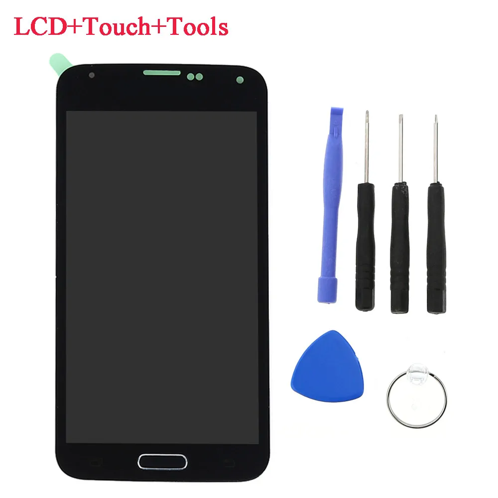 Black lcd with tools G900f ЖК-дисплей для SAMSUNG Galaxy S5 дисплей G900M G900A G900T G900FD ЖК-дисплей сенсорный экран дигитайзер кнопка для SAMSUNG s5 ЖК-дисплей - Цвет: Black lcd with tools