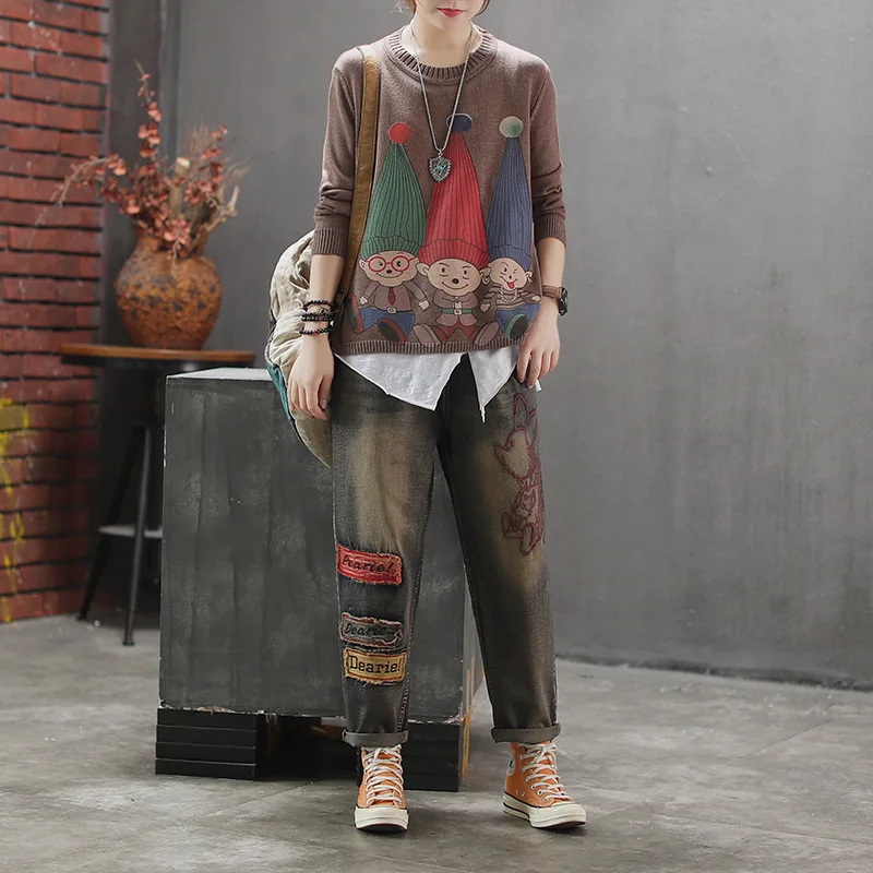 Осенне-зимний свитер женские вязаные пуловеры в стиле ретро новинка 2019 топы с