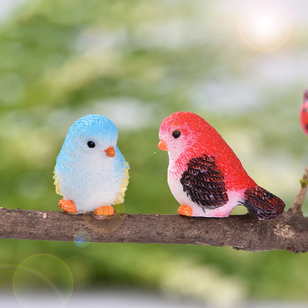 

4 Pcs/set Resin Home Ornament Cute Little Birds Animal Model Figurine Glass Decor Miniature Craft Garden DIY Accessories
