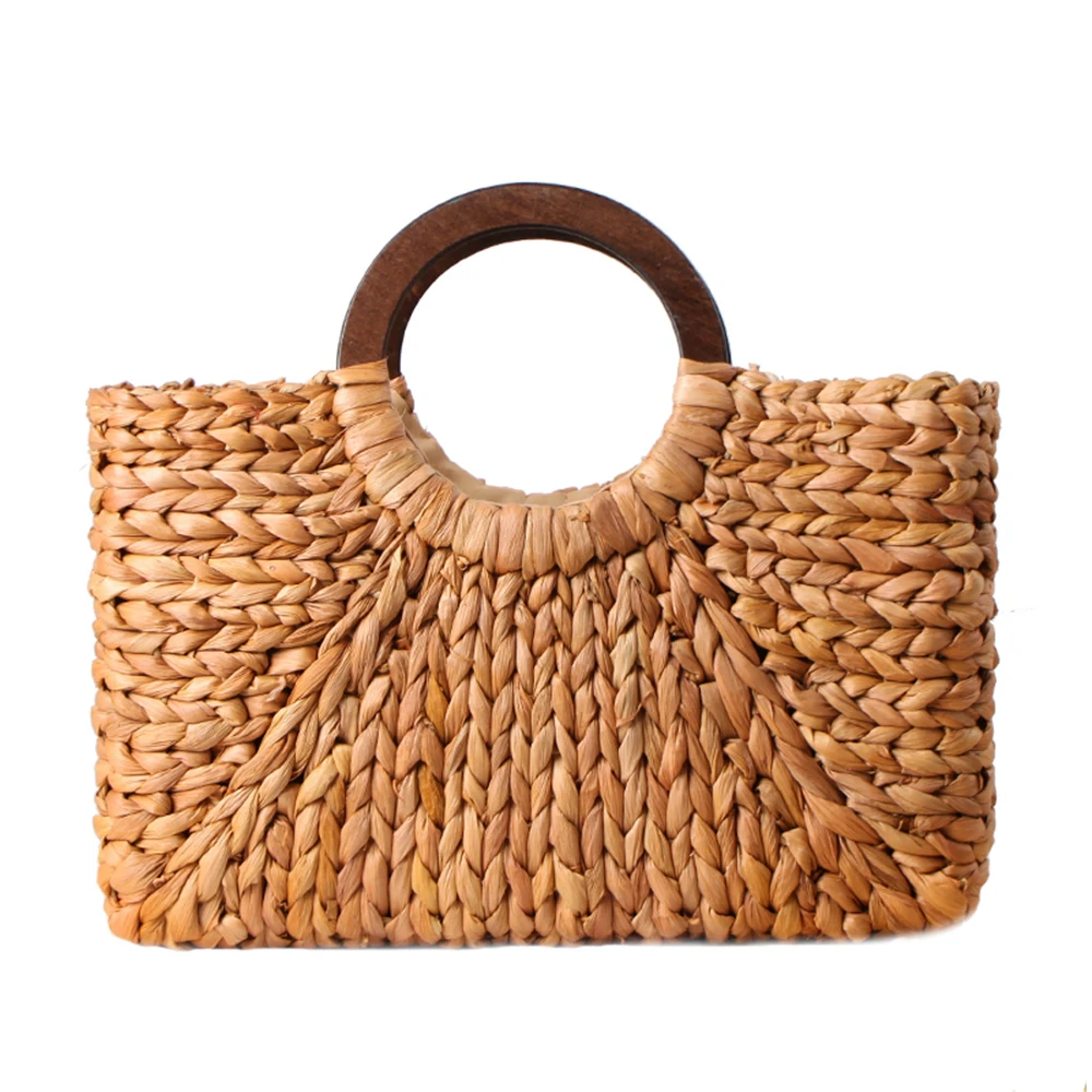 Пляжная Плетеная соломенная сумка для женщин сумочка в форме полумесяца с