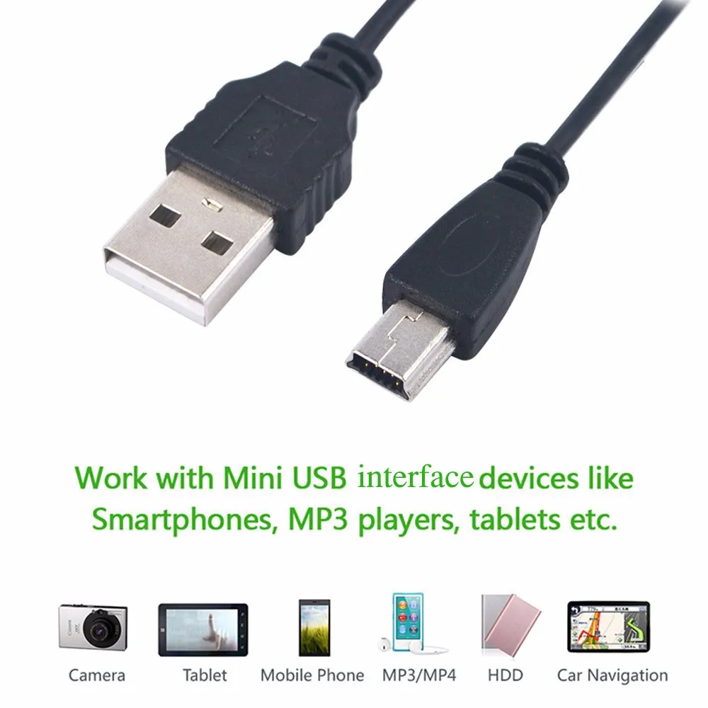 5 шт./лот 80 см USB 2 0 A штекер на Mini Pin B кабель для зарядки и передачи данных Шнур