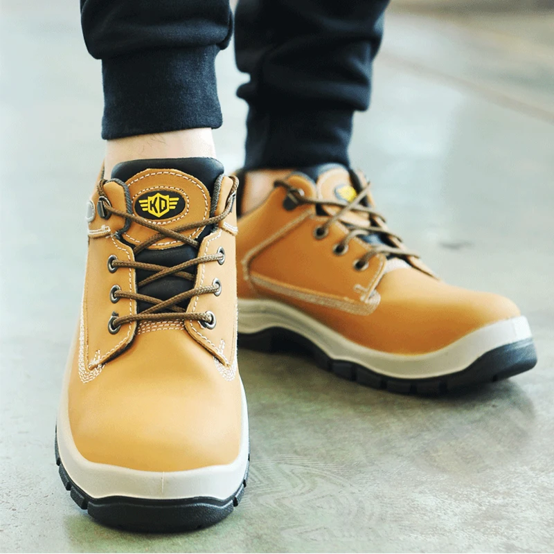 

2020 New Men's Safety Shoes High-quality Steel Head Anti-puncture Work Shoes Wear-resistant Breathable Leather Work Boots XL46