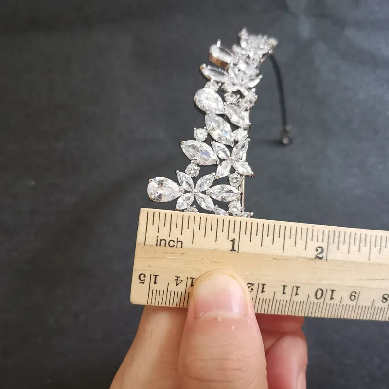 SLBRIDAL, Великолепная тиара с кубическим цирконием, CZ, свадебная повязка на голову, королевская принцесса, пышные вечерние короны, для подружек невесты, Женские Ювелирные изделия
