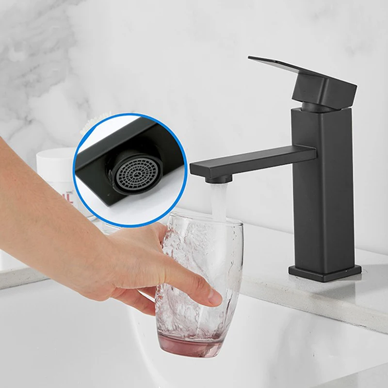 

Горячая Распродажа, однорычажный матовый черный квадратный латунный кран с одним отверстием для ванной комнаты