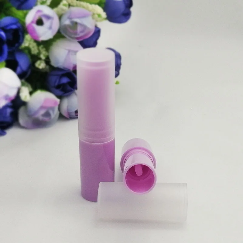 50pcs plastic lip balm tube Slender cylindrical Lipstick tube rotating Directly filled with frosted lid White yellow red pink