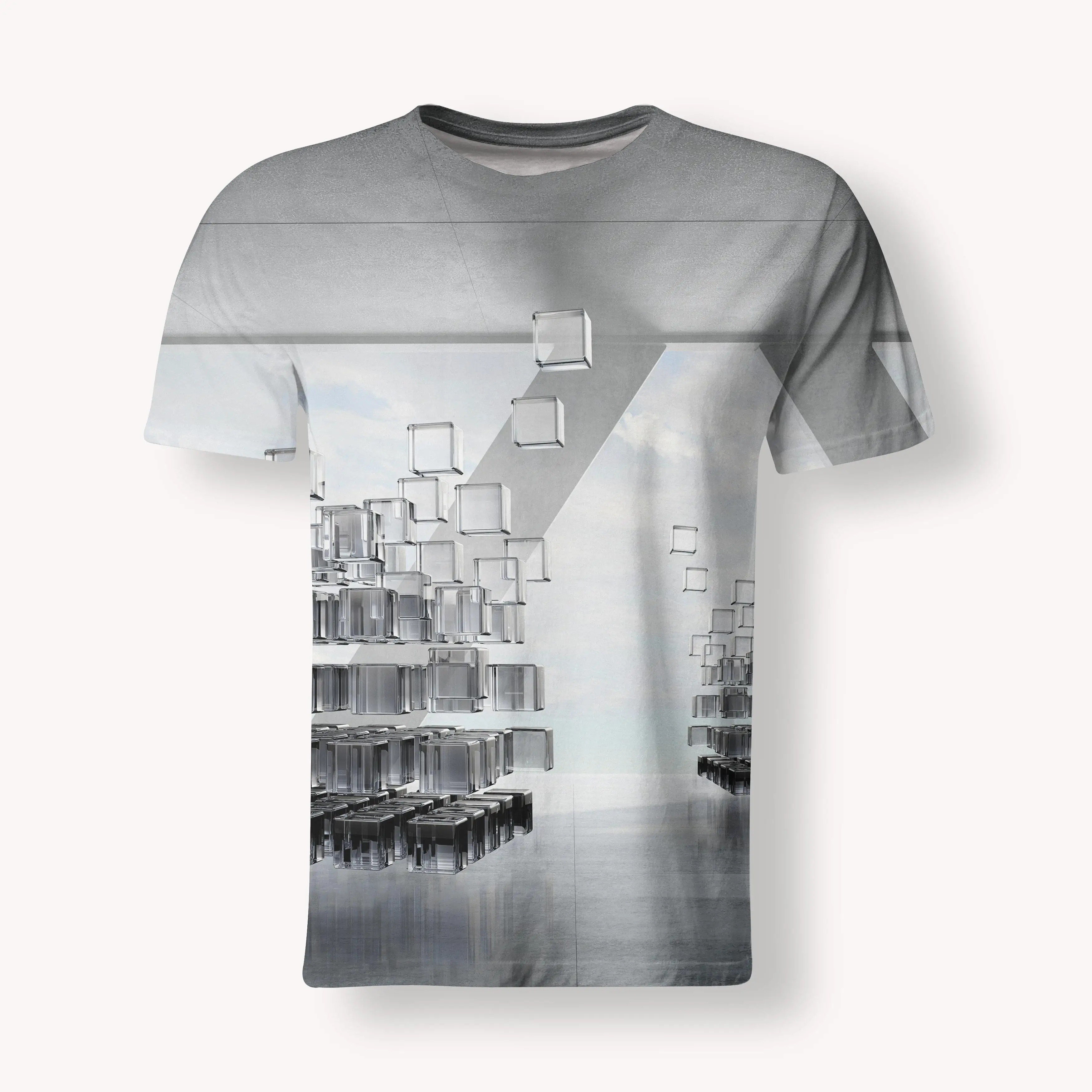 

Креативная Мужская футболка с геометрическим 3D-принтом, уличная модная футболка с 3d-стерео графикой