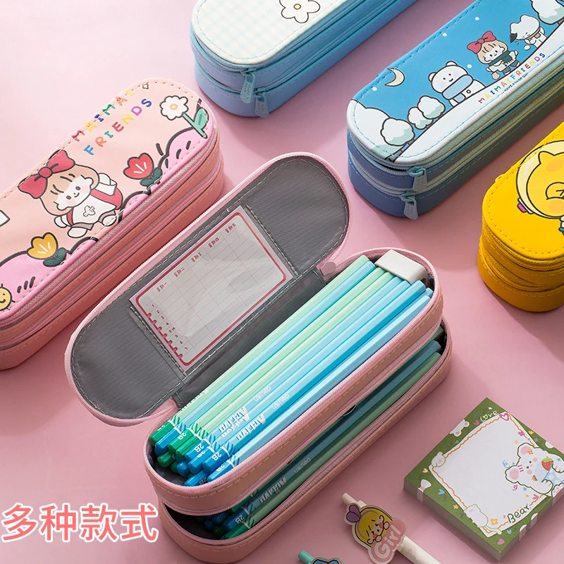 Double Layer pencil cases bag kawaii school supplies stationery pouch stationary cute korean unicorn storage | Канцтовары для офиса