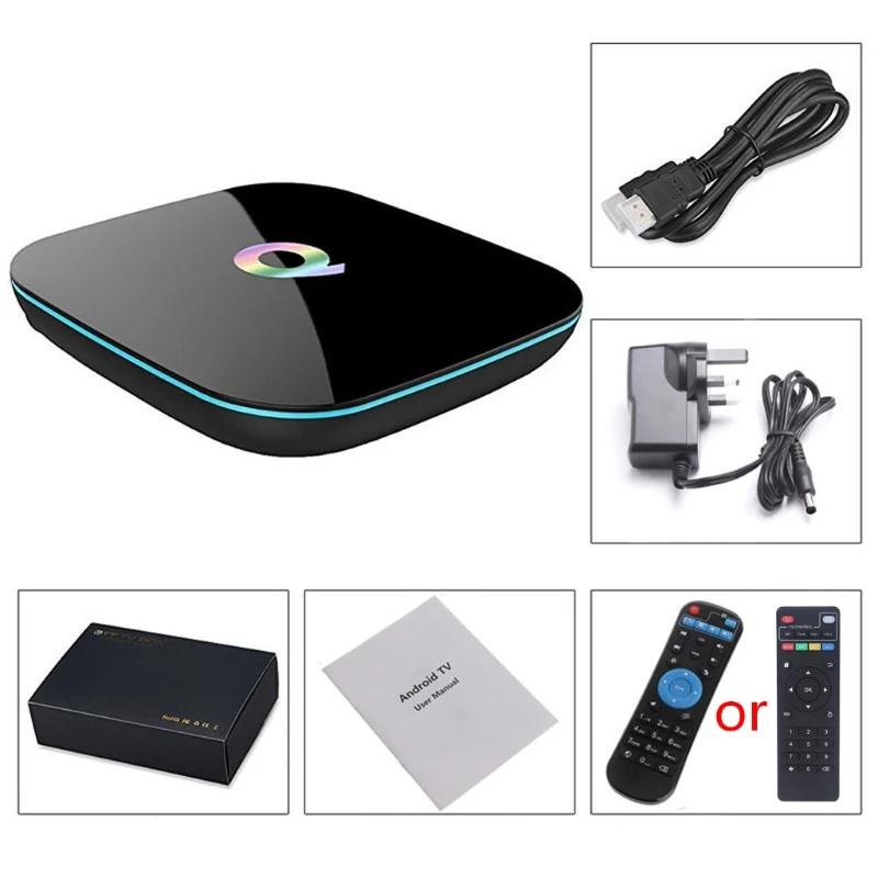 

H054 Q Plus Smart TV Box A-ndroid 9.0 TV Box 2GB-RAM/16GB ROM 2.4G WiFi 6K DLNA Smart TV BOX