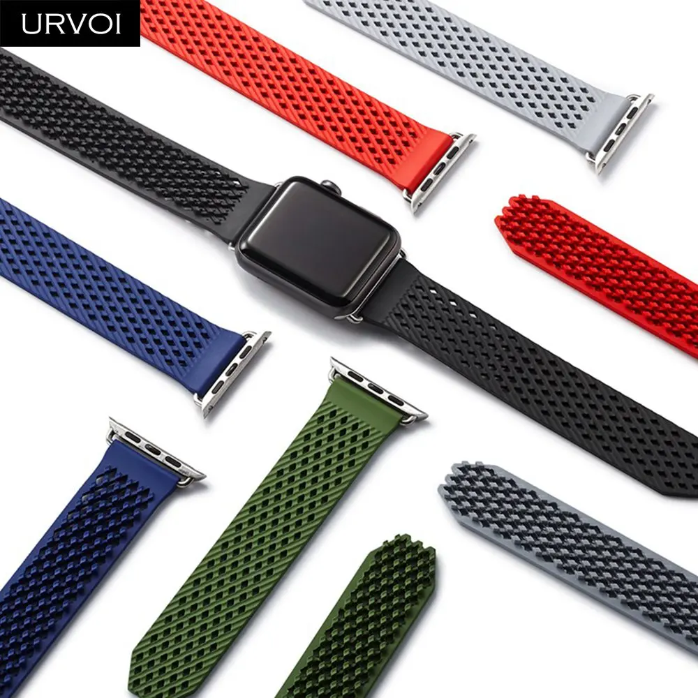 Ремешок URVOI из фторэластомера для apple watch series 6 SE 5 4 3 2 мягкий силиконовый сменный