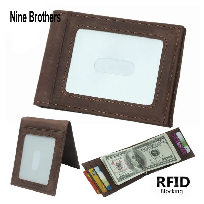 

Кошелек мужской из воловьей кожи, тонкий, с RFID-защитой от кражи