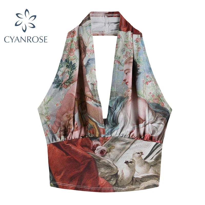

Sexy Bandage Halter Tank Tops For Women Sleeveless Backless Club Party Chic Wrap Cropped Top Slim 2021 Summer Streetwear