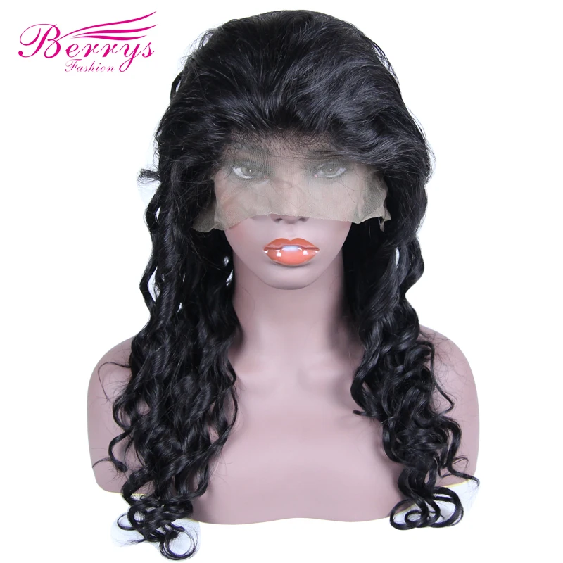 Berrys Модные свободные волны 130% 180% полный кружева парики для зимы натуральный
