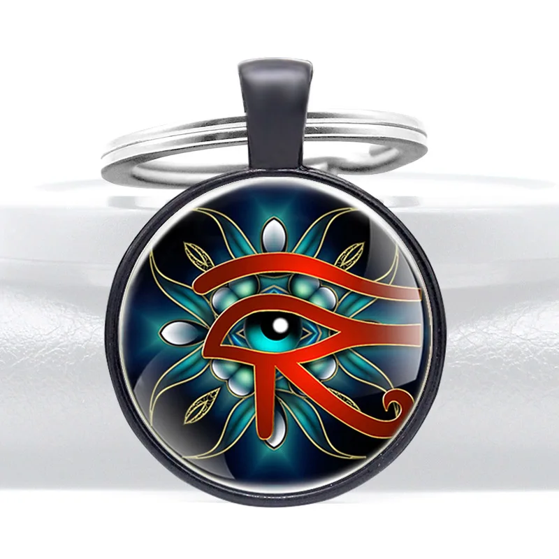

New Arrivals Eye of Horus Glass Dome key Chain Key Ring Men Women Jewelry Gifts Decoration Jewelry Gift