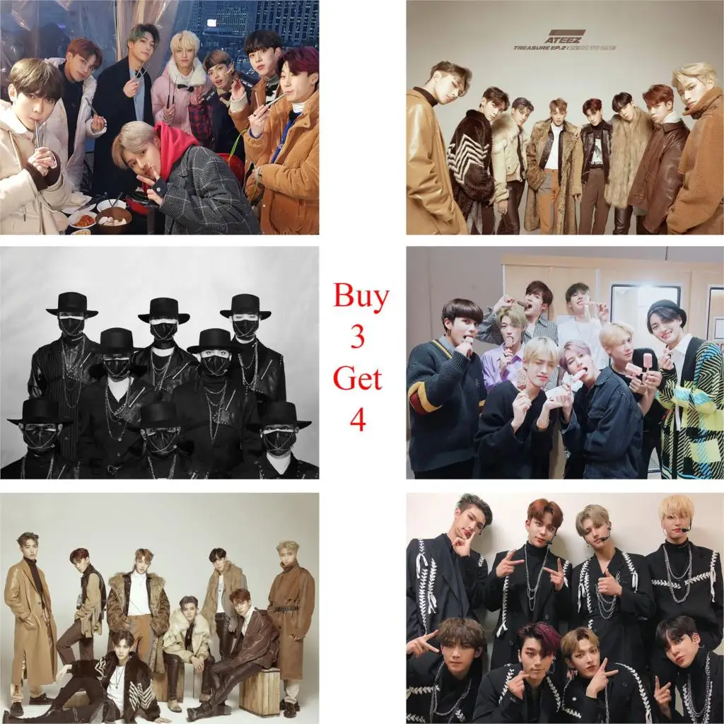 Ateez музыкальной группы Плакаты Wall Art Печать глянцевая бумаги Спальня украшения дома арт марки