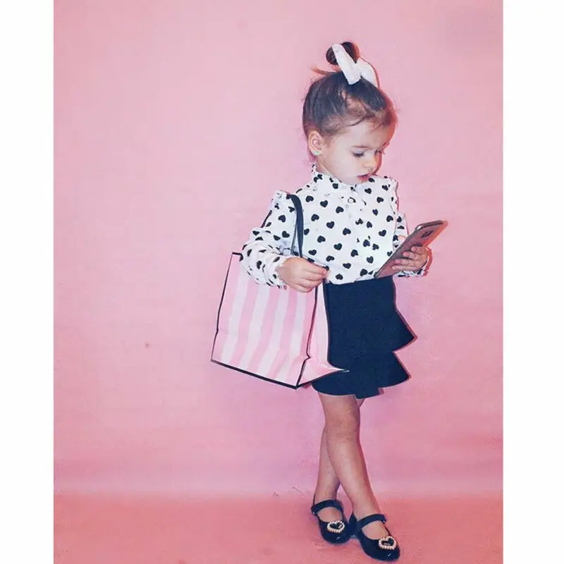 2020 Детские девочки Дети Осень Одежда с принтом в виде надписи Love черного белого