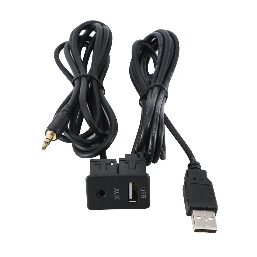 Car Dash Flush Mount USB Port Panel Auto Boat 3.5mm AUX Extension Cable Adapter for Toyota I Meter |