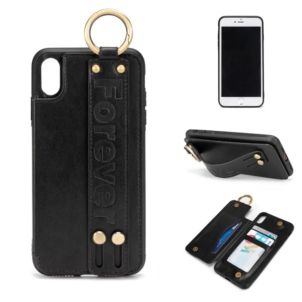 

Кожаный чехол для телефона чехол-бумажник чехол с держателем карты двойной магнитной застежкой и Прочный противоударный чехол для телефон...