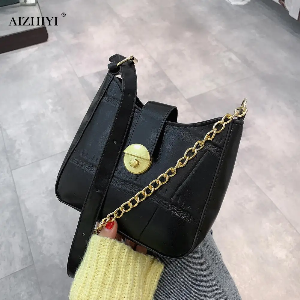 

Fashion Stone Pattern Tote Women PU Leather Solid Chain Messenger Bag Vintage Flap Street Female Crossbody Purse Satchel