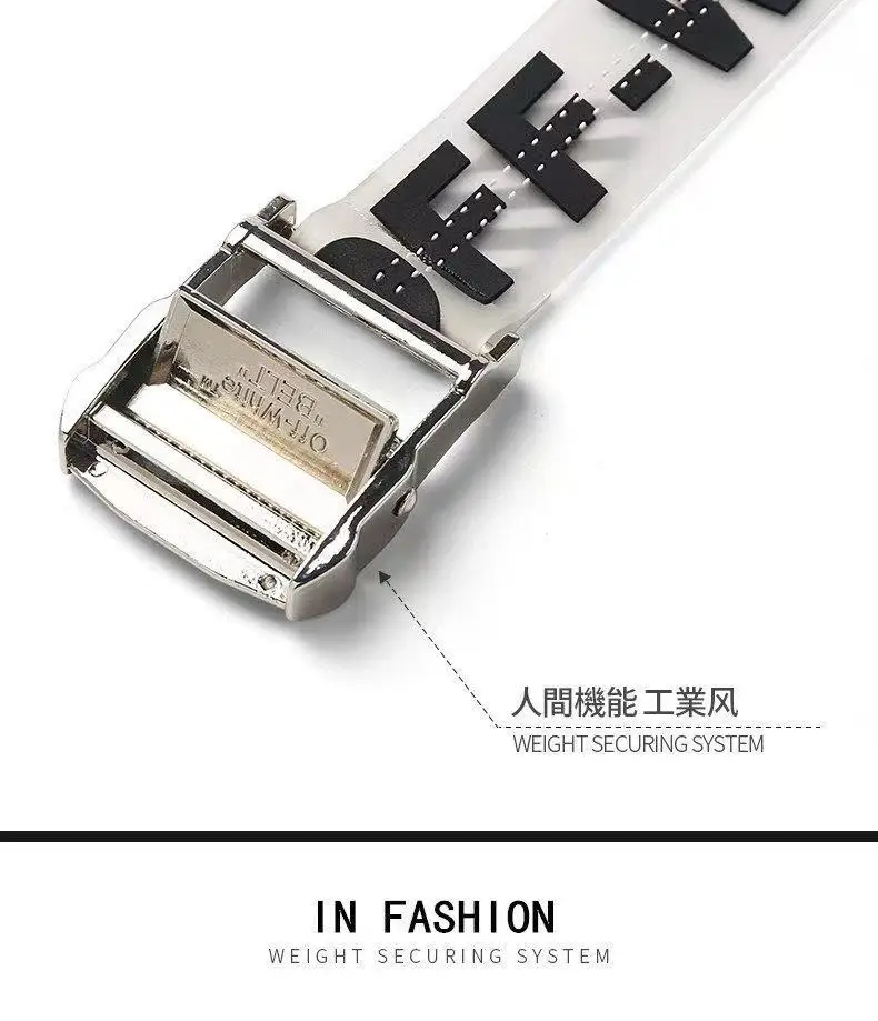 

Transparent silver Off-2021 new yellow and white OW Belts Embroidery Canvas letter Belt for Women Luxury Designer Brand