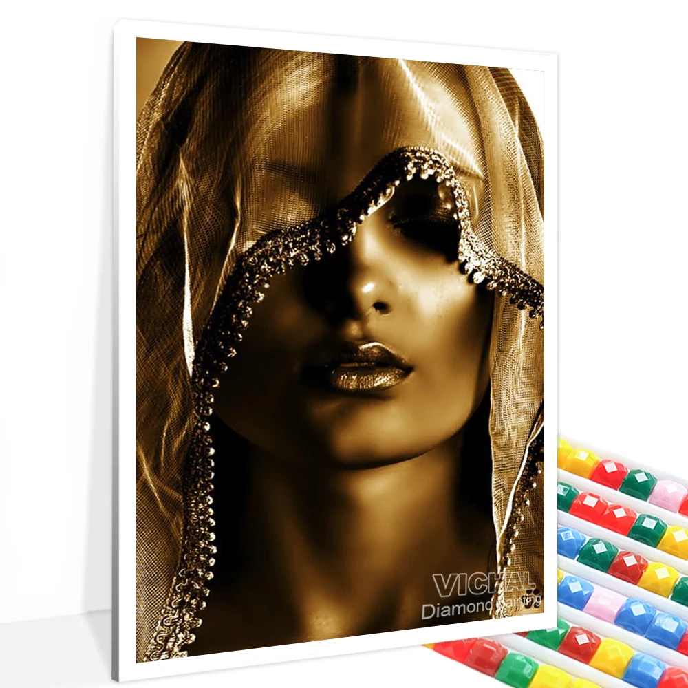 

5D Diamond Painting Portrait Luxury Gold Cross Stitch Diamond Embroidery Kit Mosaic Diamond Art Wall Poster Home Decor Gift