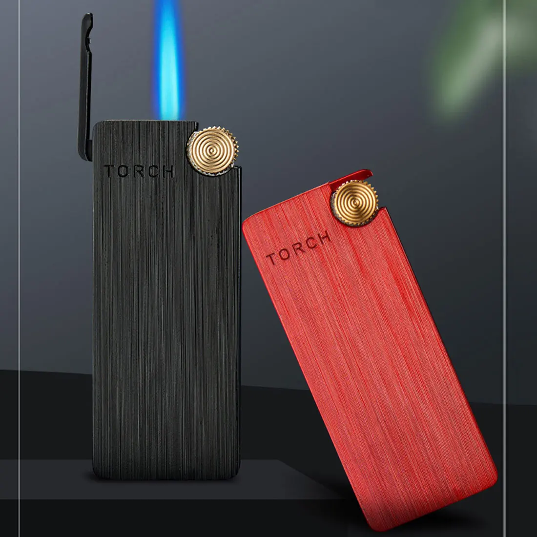 

Ultra-thin Metal Flint Lighters Gas Lighter Butane Turbo Jet Lighter Cigar Cigarettes Windproof Lighter Gadgets For Men Gift 1pc