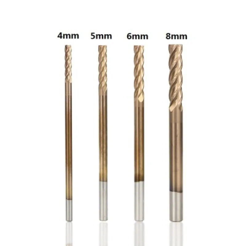 Концевая фреза из вольфрамовой стали с 4 лезвиями и бронзовым покрытием 1 шт.